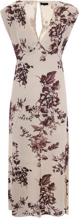 Liu Jo Floral Print Satin Midi Dress with Kimono Silhouette