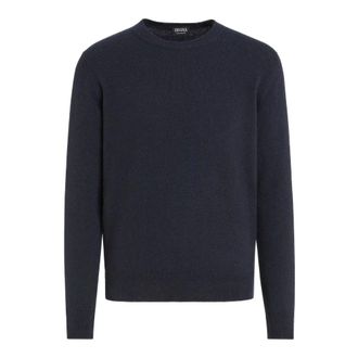 Ermenegildo Zegna Cashmere Knitwear, male, Blue, Size: 5XL Maglia girocollo in Oasi Cashmere