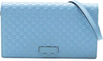 Gucci Pre-owned Womens Microguccissima Wallet On Strap - Light Blue Leather - One Size