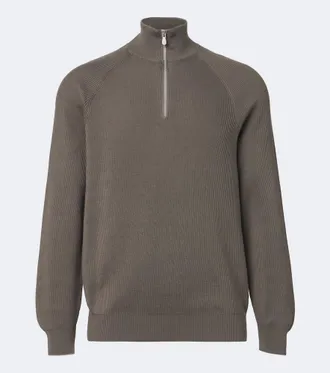 Brunello Cucinelli Ribbed-knit half-zip cotton sweater