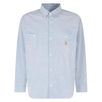Carhartt Work in Progress LS Shirt Cotton - Heren - Casual Overhemden - Blauw - XS - Katoen - Overhemden