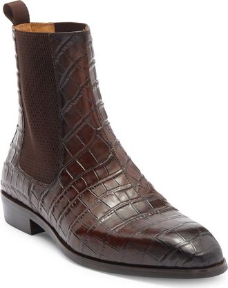 Maison Forte Enzo Croc Embossed Chelsea Boot in Brown at Nordstrom Rack, Size 11.5