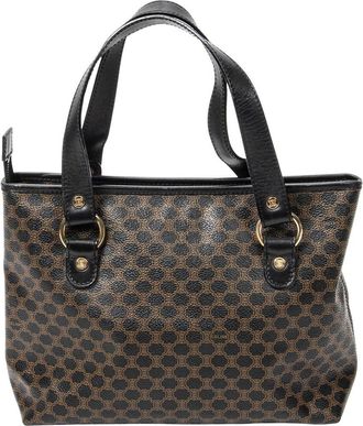 Celine Celine Black & Brown Macadam Coated Canvas Small Zip Tote (Authentic Pre- Loved)