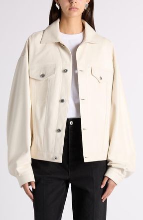 Bottega Veneta Intrecciato Detail Lambskin Leather Jacket in 9107 Parchment at Nordstrom, Size 38
