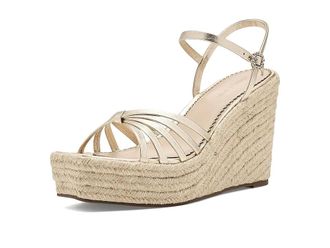 Cinq &agrave; Sept Helen Metallic Espadrille Wedge Womens Sandals Light Gold Metallic : 7.5 M, Leather