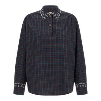Marni Lange Mouwen Poplin Shirt - Dames - Blouses & Shirts - Blauw - Maat: XS Katoen