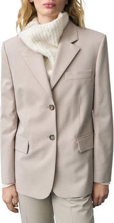 Mango Structured Straight Fit Blazer in Beige at Nordstrom, Size Large