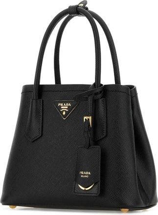 Prada Womens Saffiano Leather Shoulder Bag Black Calfskin