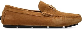 Versace Slip-On Sand Beige Suede Flat Shoes