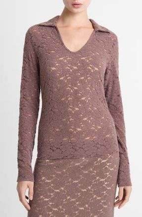 Vince Stretch Lace Top in Smoky Berry at Nordstrom Rack, Size Small