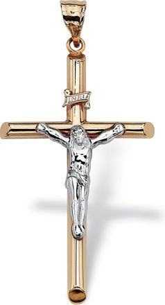Palm Beach Jewelry 10k Two-Tone Gold Religious Crucifix Cross Pendant