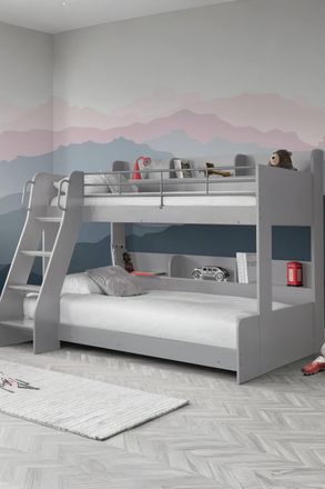 Julian Bowen Domino Triple Sleeper Bunk Bed in Grey | Size: Small Double