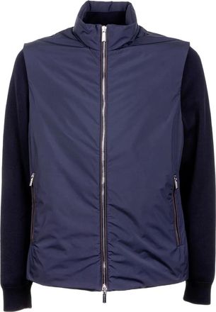 Moorer zip-up knitted-sleeve jacket - Blue