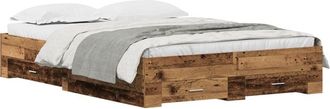 vidaXL Bed Frame with Drawers Old wood 140 x 190 cm Engineered wood Vidaxl