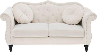 Beliani Sof&aacute; de 2 plazas 2 personas de terciopelo beige