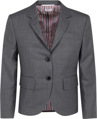 Thom Browne M&eacute;lange Wollen Single-Breasted Blazer - Dames - Blazers - Grijs - L - Wol - Jassen