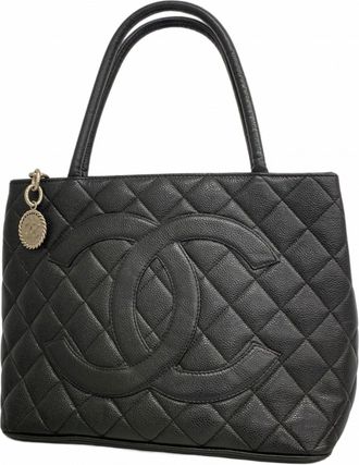 Chanel Black Grained Calfskin Tote Bag (Pre-Owned)