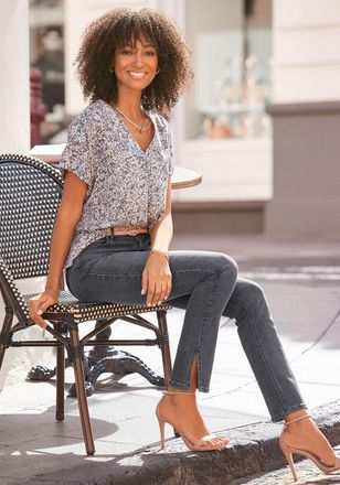 Lascana Womens Split Hem Jeans