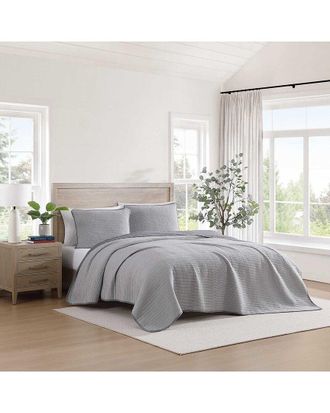 Tommy Hilfiger Ithaca Stripe Cotton Reversible Quilt Set