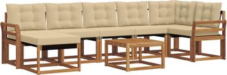 vidaXL Conjunto De Sof&aacute;s De Exterior 8 Uds. Natural Y Beige Vidaxl