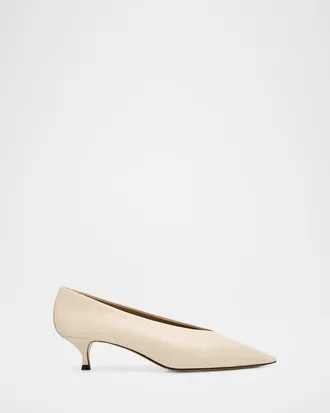 Le Monde Beryl 50mm Babouche Leather Kitten-Heel Pumps