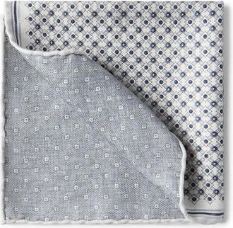 Brunello Cucinelli Pocket square with pattern in Avio Blue at Nordstrom