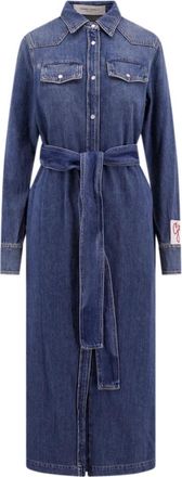 Golden Goose Chemisier Jurk - Dames - Jas met riem - Blauw - S - Katoen - Jassen
