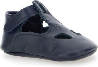 Il Gufo Unisex Blue Ballet Shoes With Cut-Out And Strap Closure Leather