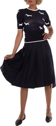 Thom Browne Cotton Pointelle Intarsia Hector Knit Top