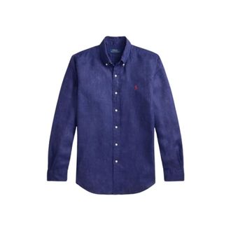 Polo Ralph Lauren Linnen Overhemd - Heren - Casual Overhemden - Blauw - 2XL - Linnen - Overhemden