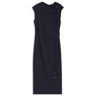 BOSS Midi-length dress with gathered shoulder detail
