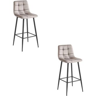 OEM Taburete Arceto - Terciopelo Beige Oscuro / Patas Negras X 2