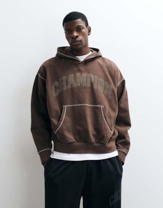 Champion Future Memories felpa con cappuccio oversize marrone-Nero