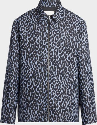 Jil Sander Men & apos;s Cheetah-Print Shirt Jacket