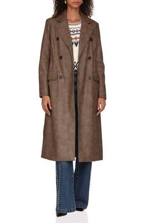 Avec Les Filles Double Breasted Faux Leather Coat in Java at Nordstrom Rack, Size Small