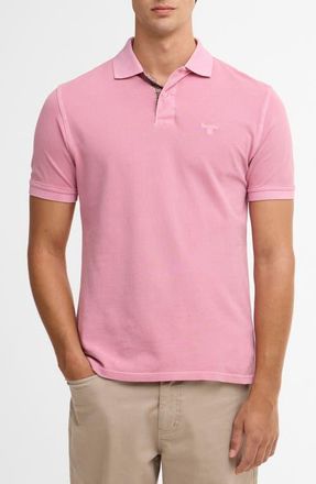 Barbour Tailored Fit Tartan Placket Cotton Piqu&eacute; Polo in Washed Pink at Nordstrom, Size Xxx-Large