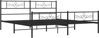 vidaXL Metal Bed Frame without Mattress with Footboard Black 180x200cm vidaXL
