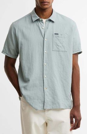Barbour Kingswood Short Sleeve Cotton Ripstop Button-Up Shirt in Dusty Slate at Nordstrom, Size Xx-Large