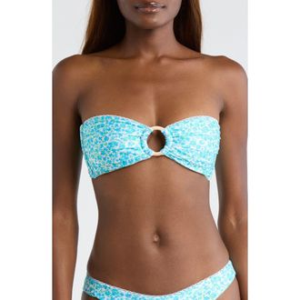Kulani Kinis Decorative Strapless Bandeau Bikini Top in Ocean Aura at Nordstrom, Size X-Large