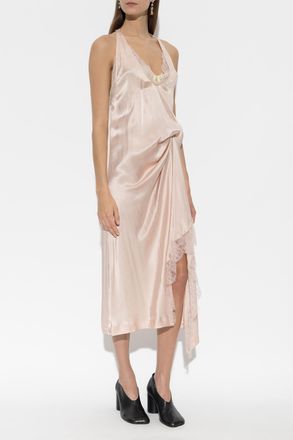 Maison Margiela Dress With Lace Trim, Womens, Pink