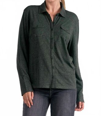 Elan Silly For Soft Button Down Shirt In Olive