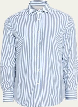 Brunello Cucinelli Mens Narrow Striped Long-Sleeve Shirt