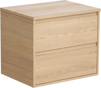 Vente-Unique Mueble de ba&ntilde;o flotante bajo lavabo con encimera - Chapado en roble - 60 cm - MILIPAM