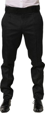 Dolce & Gabbana Polka Dot Katoenen Geklede Broek - Heren - Slim Fit Broeken - Zwart - 2XL - Katoen - Broeken