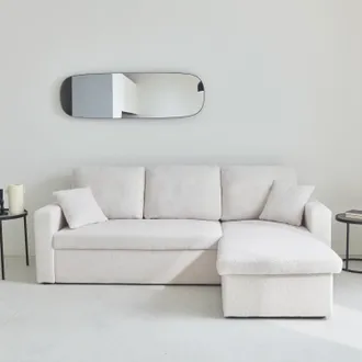 Sweeek Sweeek - Divano Letto Angolare E Reversibile, 3 Posti In Tessuto Boucl&eacute;