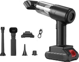 OEM Aspiradora Port&aacute;til Inal&aacute;mbrica Para Coche - Mini Aspiradora Recargable Port&aacute;til Para Coche - Negra - 5 Accesorios - 16000 Pa