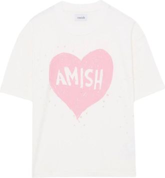Amish T-Shirts, male, White, Size: 2XL Broken Bianca Crop T-shirt
