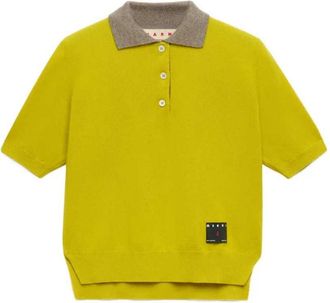 Marni Yellow Cashmere Polo Shirt With Contrasting Collar