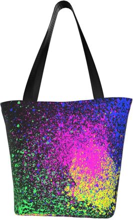 AOOEDM Colorful Splatter Paint Tote Bag Women Capacity Shoulder Grocery Shopping Bags