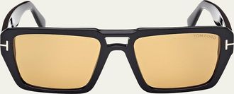 Tom Ford Mens Redford Acetate Rectangle Sunglasses